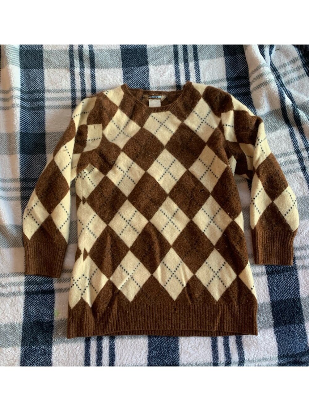 Vintage Jcrew Y2K Brown and Cream Sweater